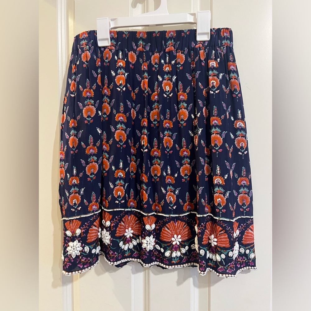 Maeve beaded sequin navy skirt. Size small.